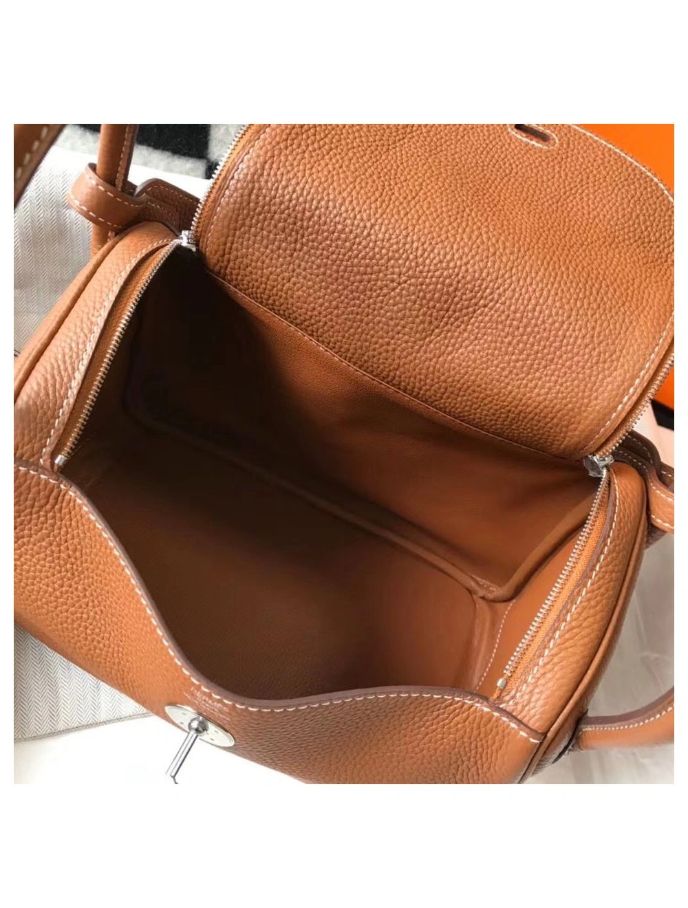 Hermes Lindy 30cm Bag In Gold Clemence Leather PHW