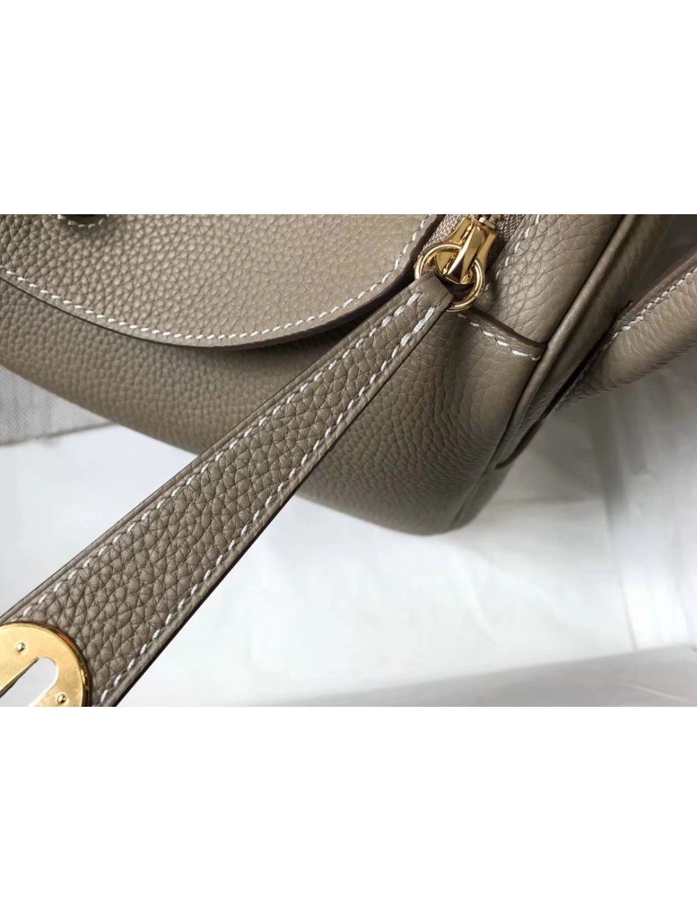 Hermes Lindy 30cm Bag In Gris Tourterelle Clemence Leather GHW