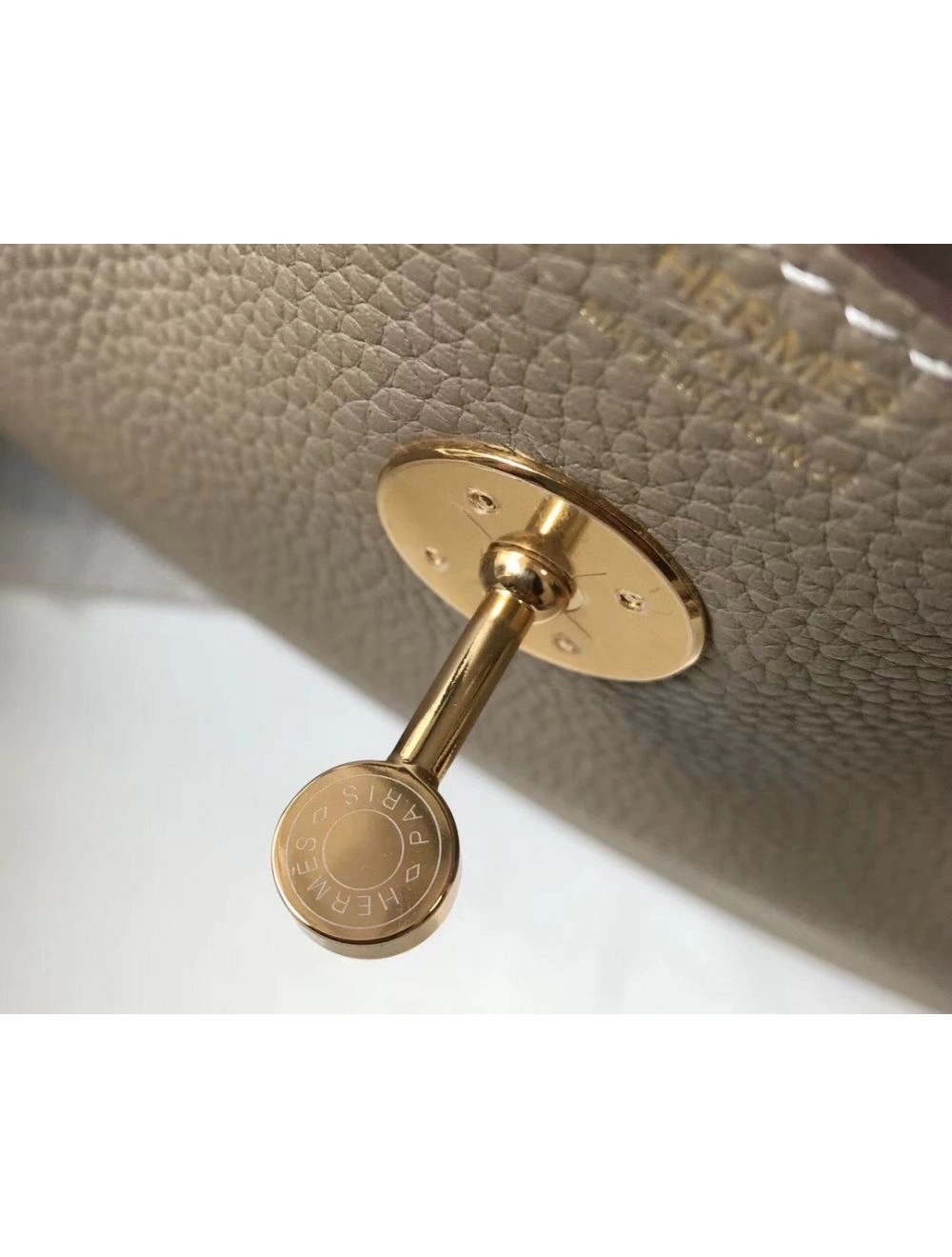 Hermes Lindy 30cm Bag In Gris Tourterelle Clemence Leather GHW