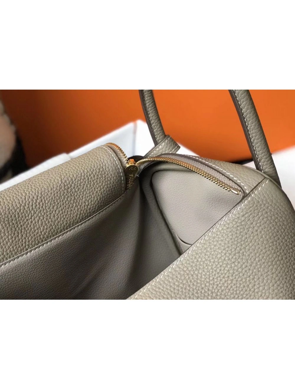 Hermes Lindy 30cm Bag In Gris Tourterelle Clemence Leather GHW