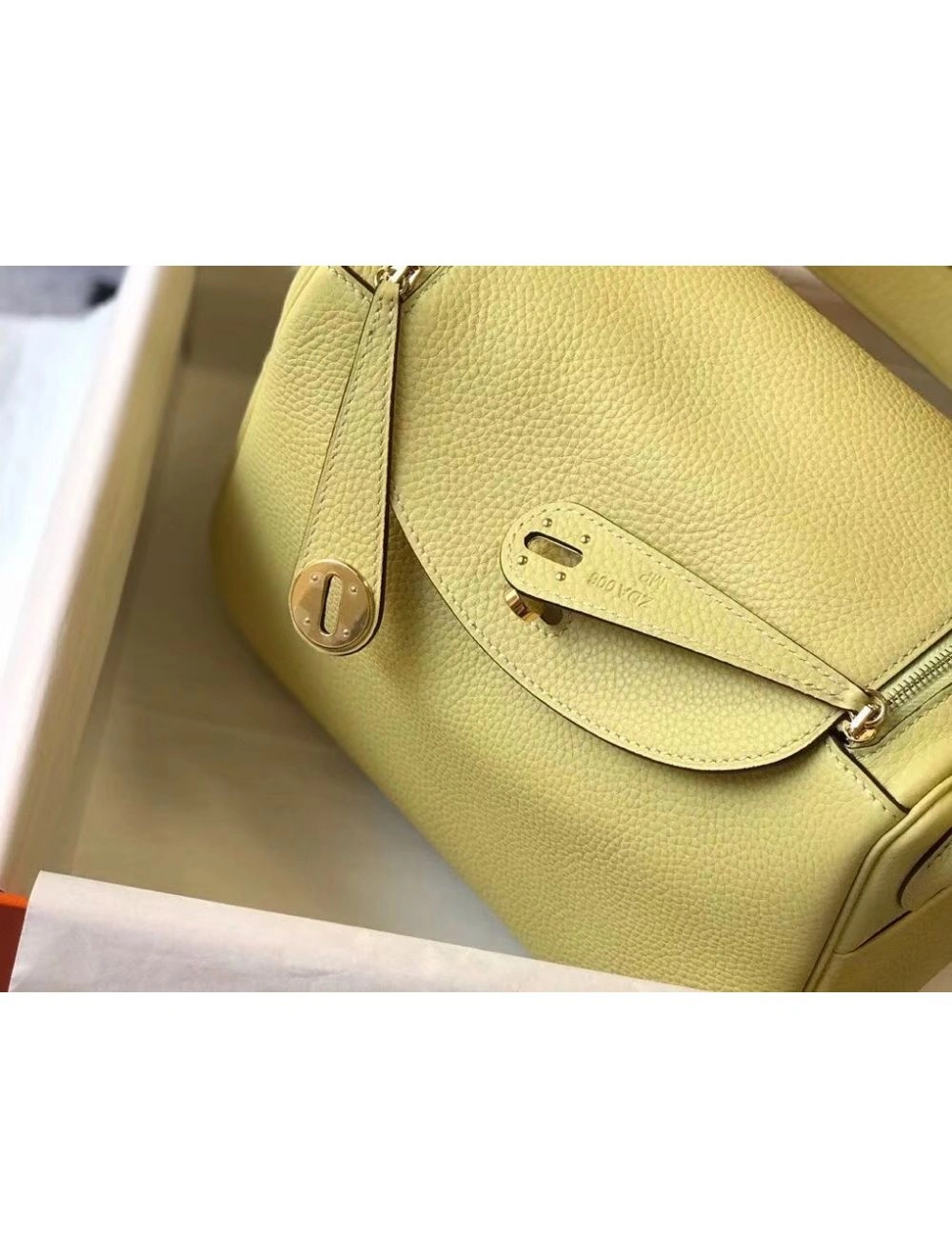 Hermes Lindy 30cm Bag In Jaune Poussin Clemence Leather GHW