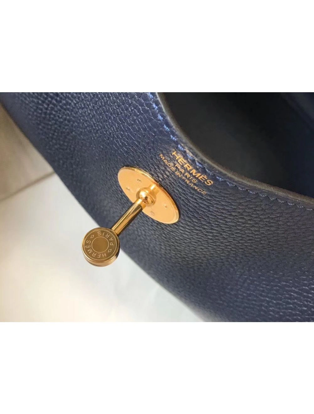 Hermes Lindy 30cm Bag In Navy Blue Clemence Leather GHW