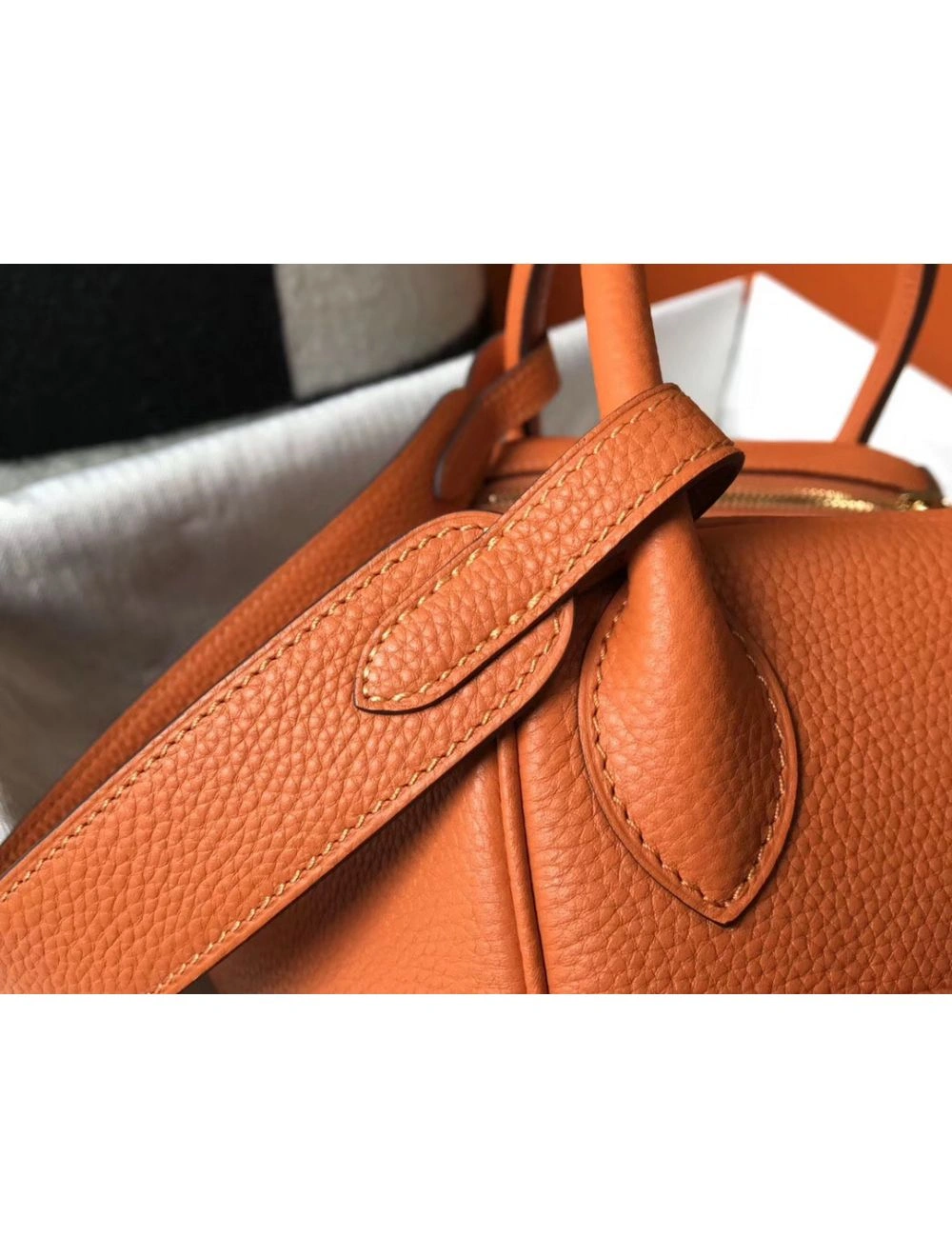 Hermes Lindy 30cm Bag In Orange Clemence Leather GHW