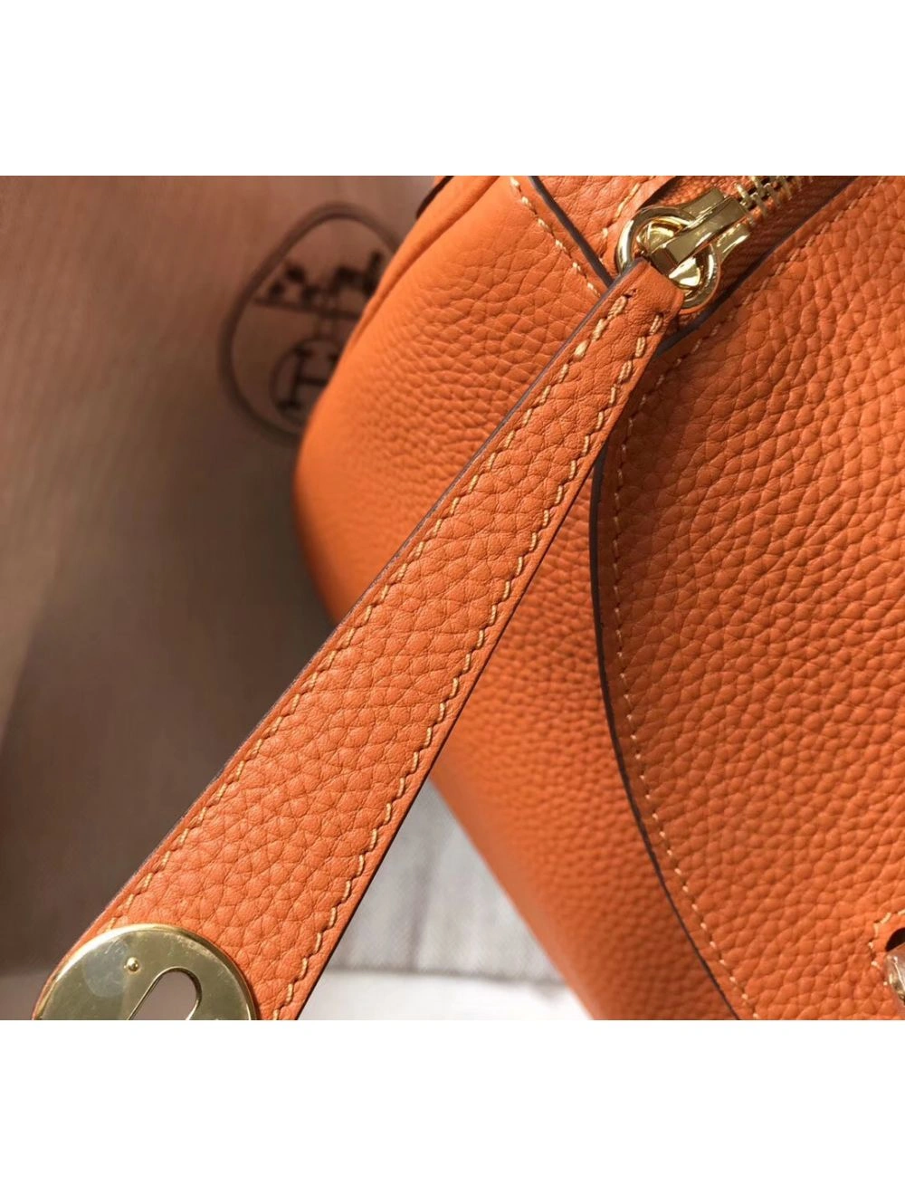Hermes Lindy 30cm Bag In Orange Clemence Leather GHW