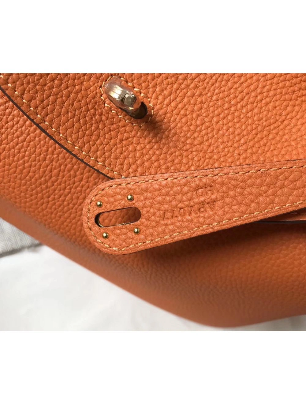 Hermes Lindy 30cm Bag In Orange Clemence Leather GHW