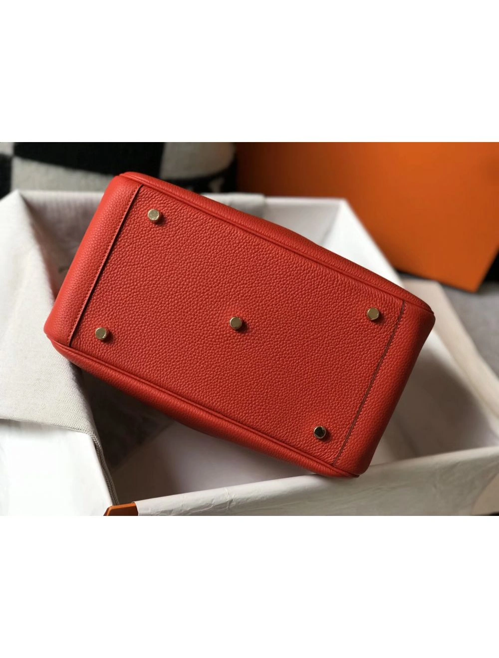 Hermes Lindy 30cm Bag In Red Clemence Leather GHW