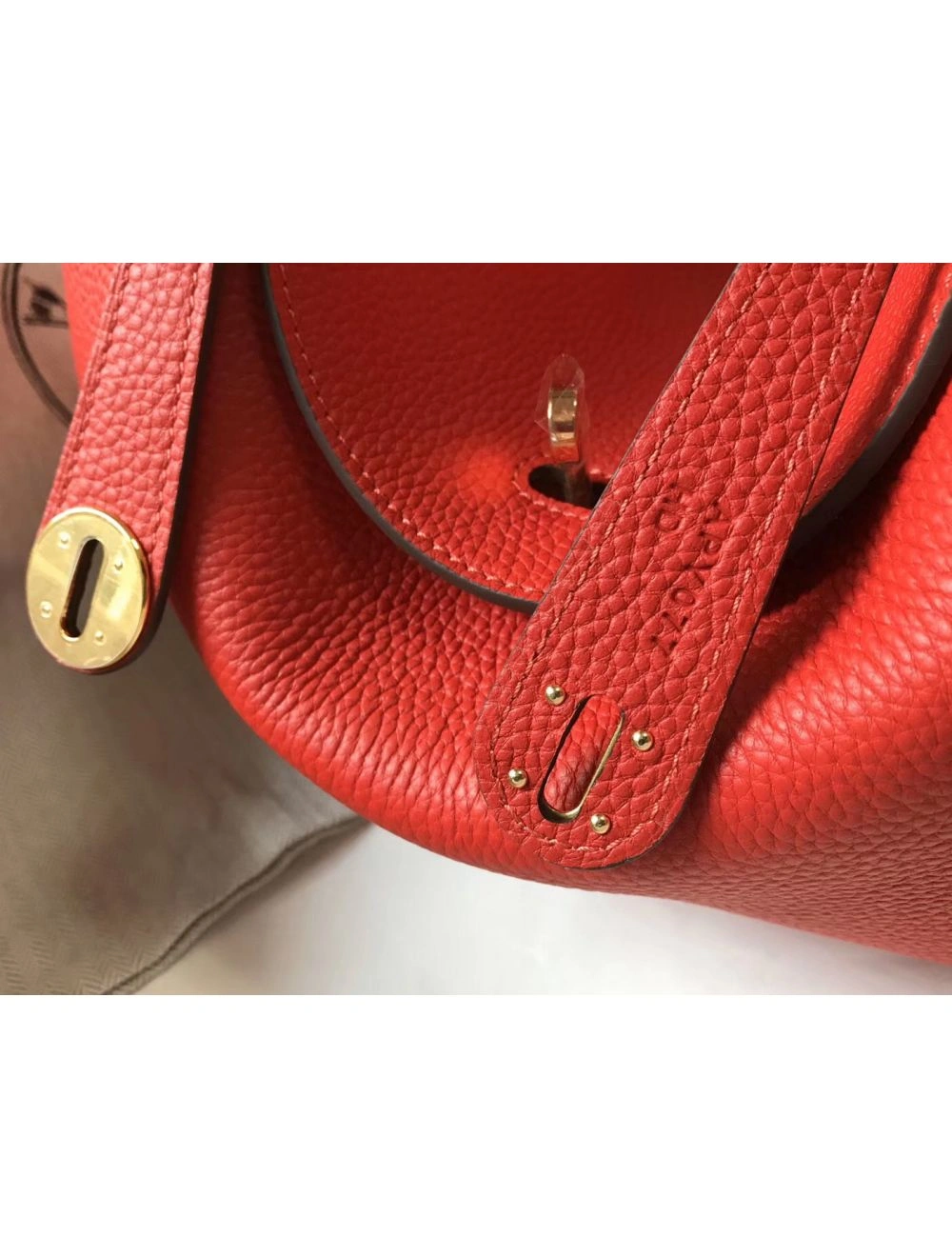 Hermes Lindy 30cm Bag In Red Clemence Leather GHW