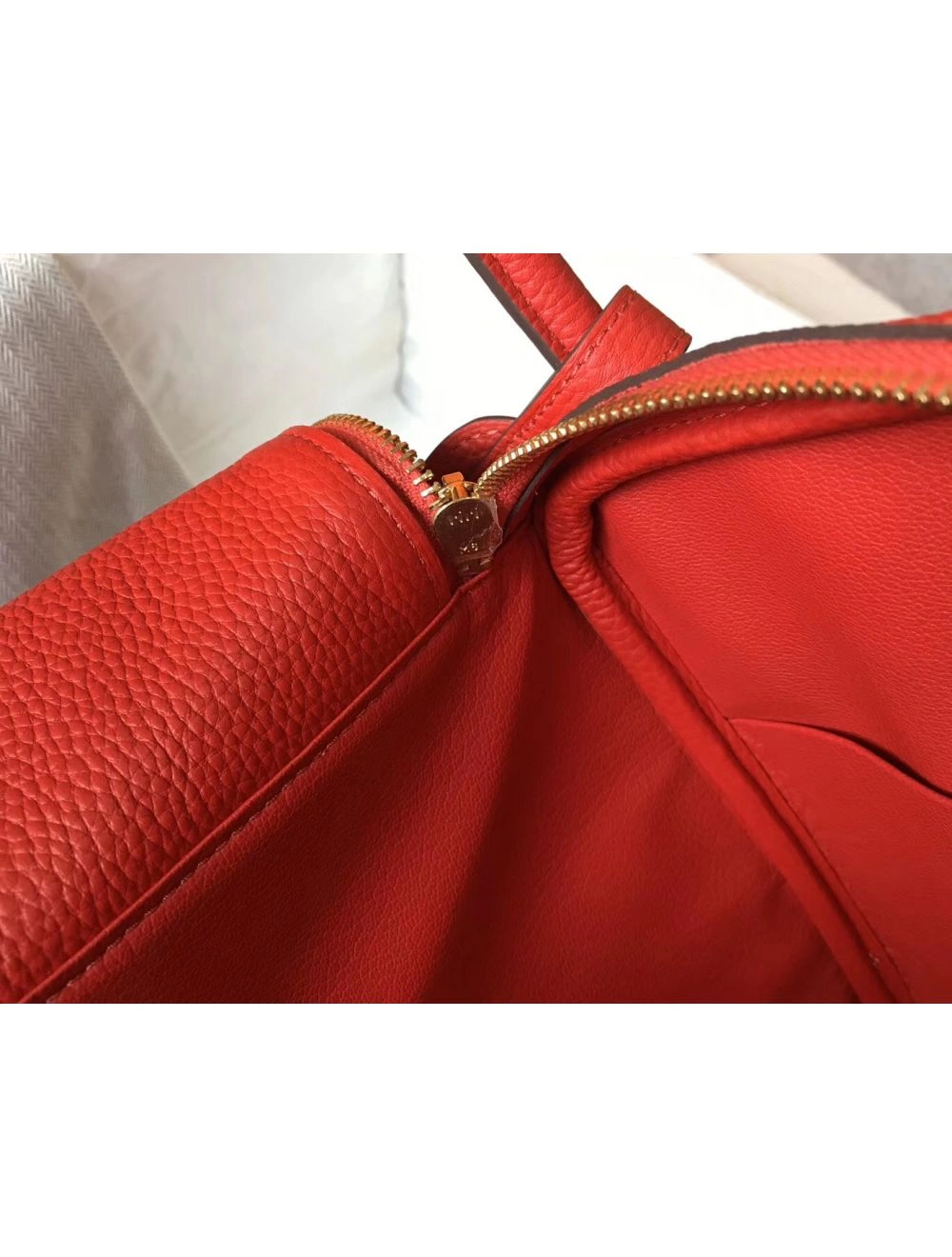 Hermes Lindy 30cm Bag In Red Clemence Leather GHW