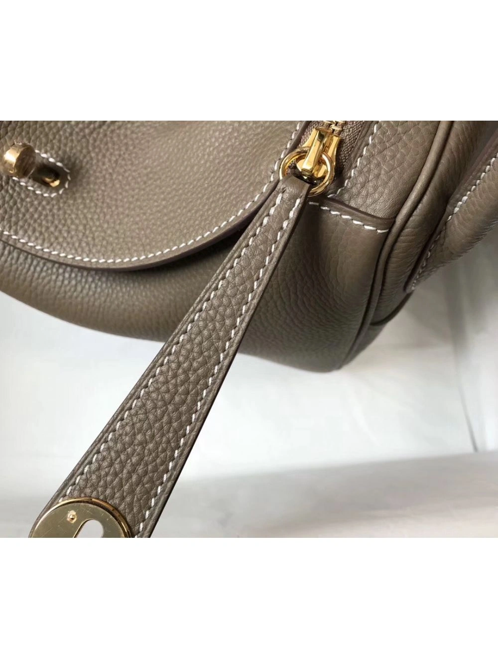 Hermes Lindy 30cm Bag In Taupe Clemence Leather GHW