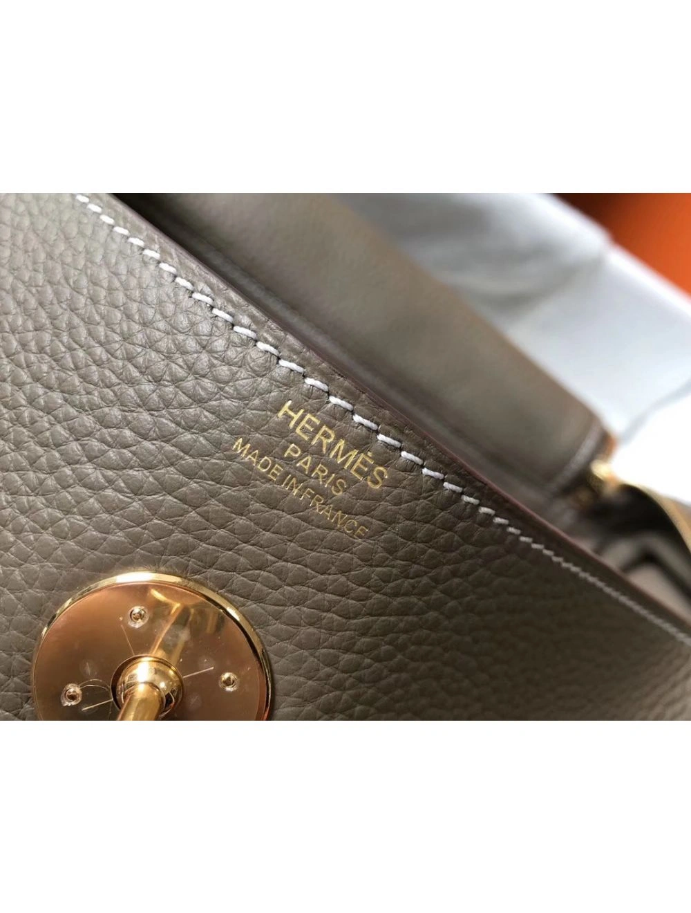 Hermes Lindy 30cm Bag In Taupe Clemence Leather GHW