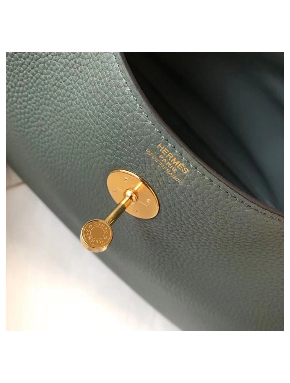 Hermes Lindy 30cm Bag In Vert Amande Clemence Leather GHW