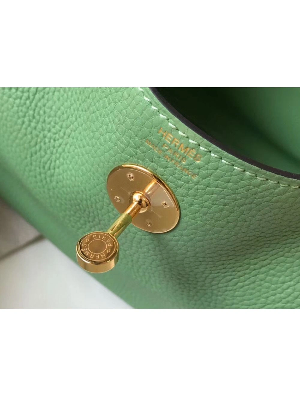 Hermes Lindy 30cm Bag In Vert Criquet Clemence Leather GHW