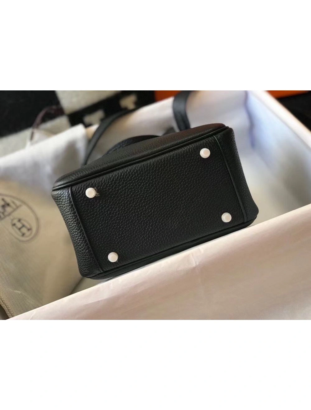 Hermes Lindy Mini Bag In Black Clemence Leather GHW