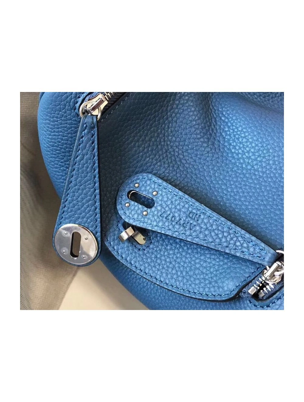 Hermes Lindy Mini Bag In Blue Agate Clemence Leather PHW