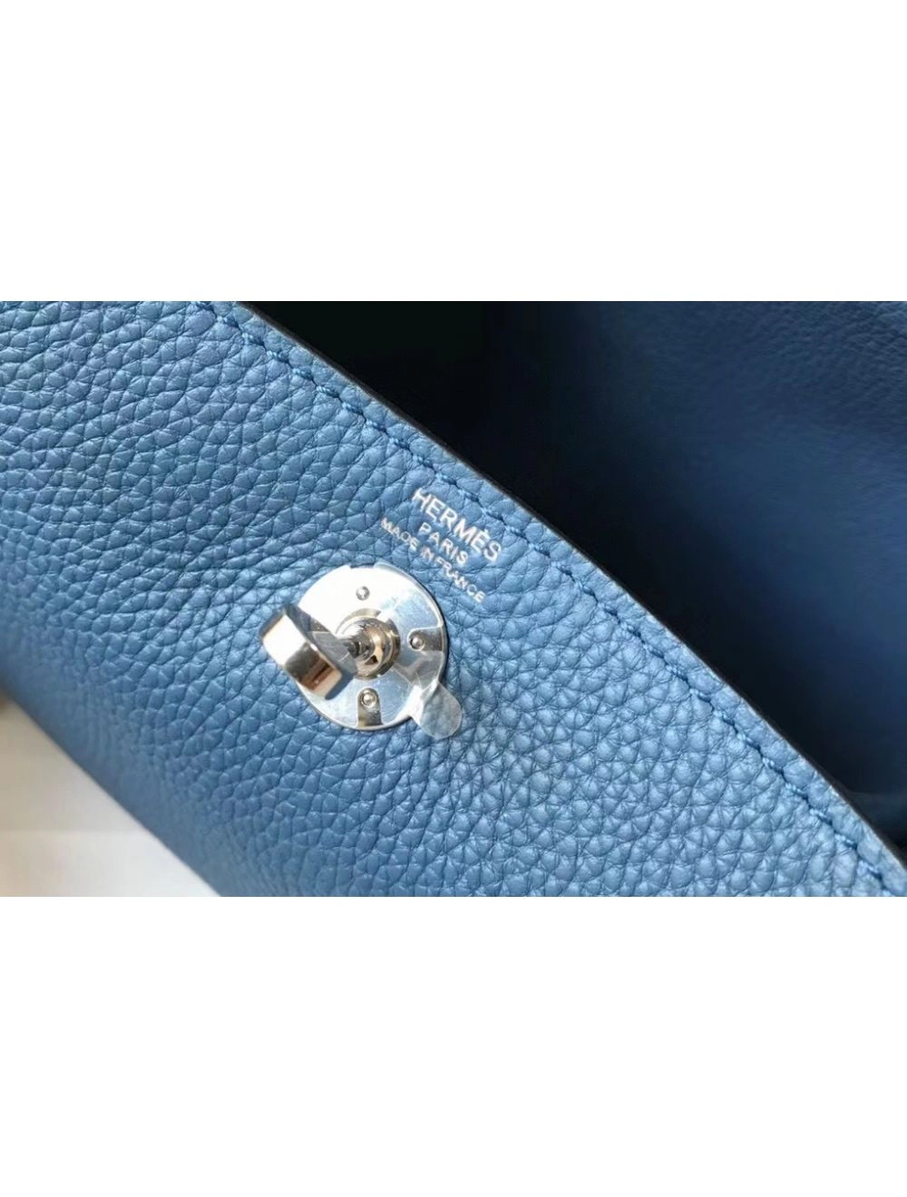 Hermes Lindy Mini Bag In Blue Agate Clemence Leather PHW