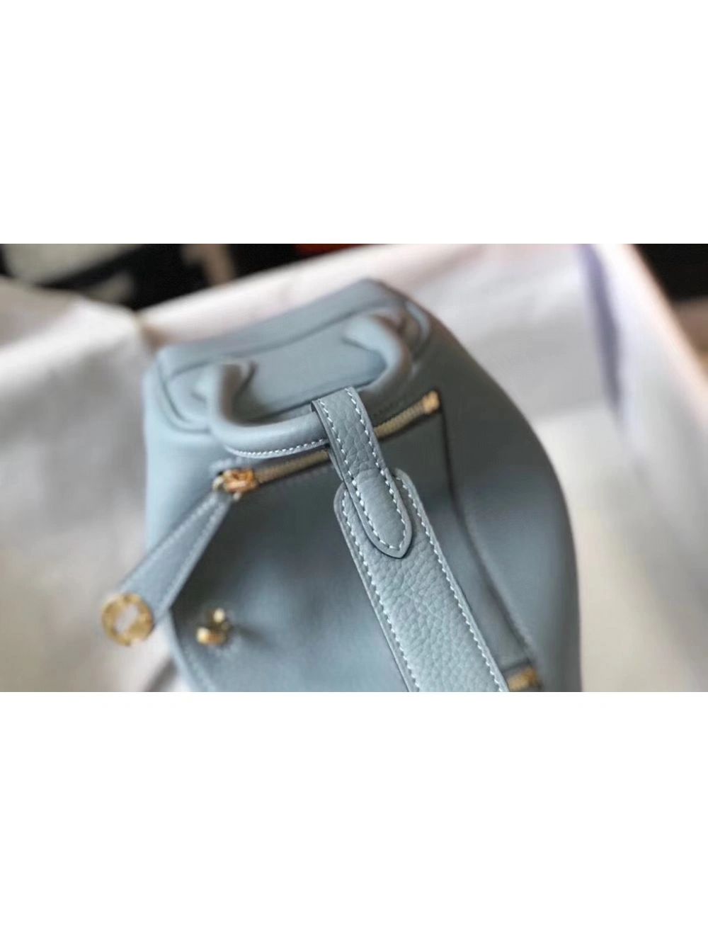 Hermes Lindy Mini Bag In Blue Lin Clemence Leather GHW