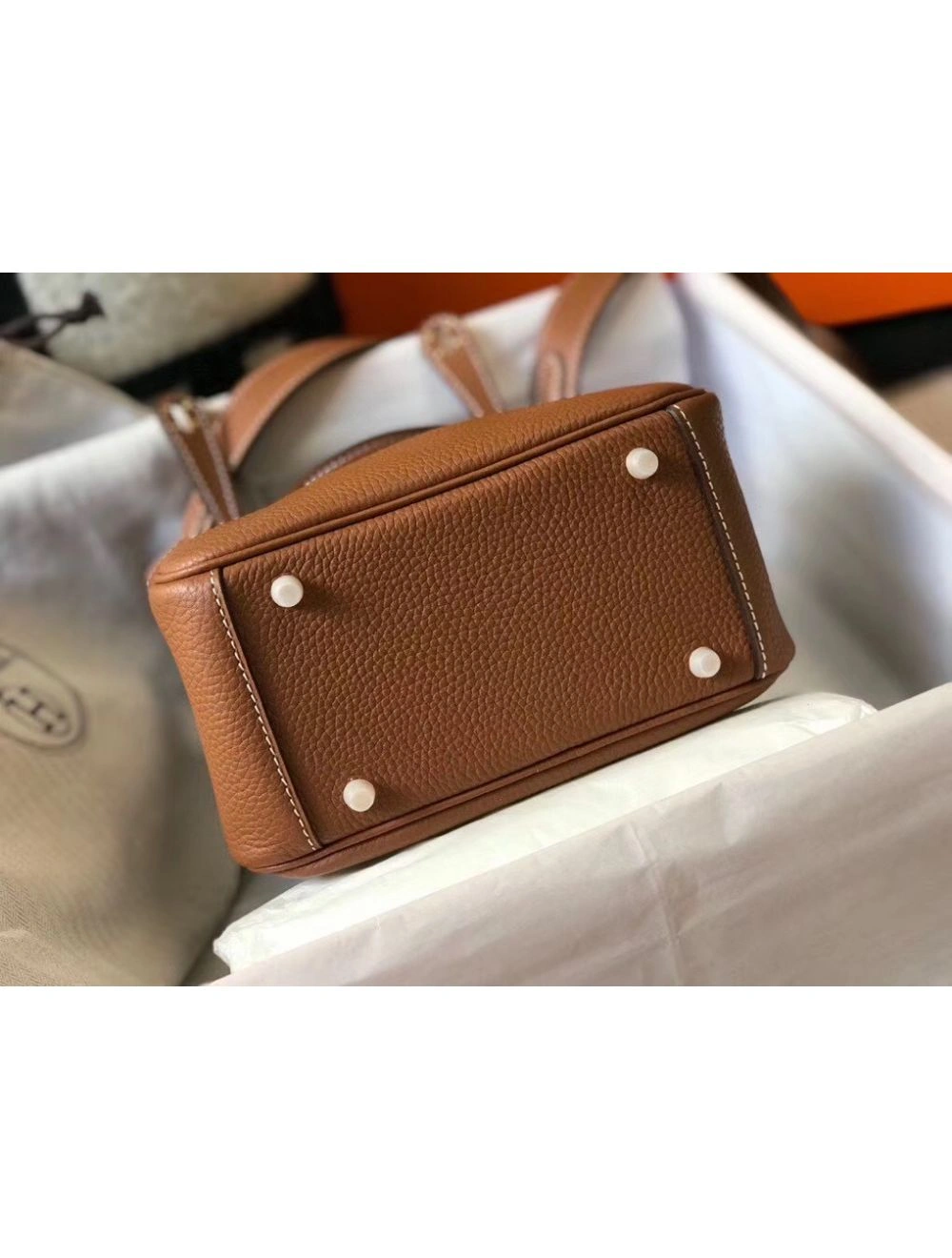 Hermes Lindy Mini Bag In Gold Clemence Leather GHW