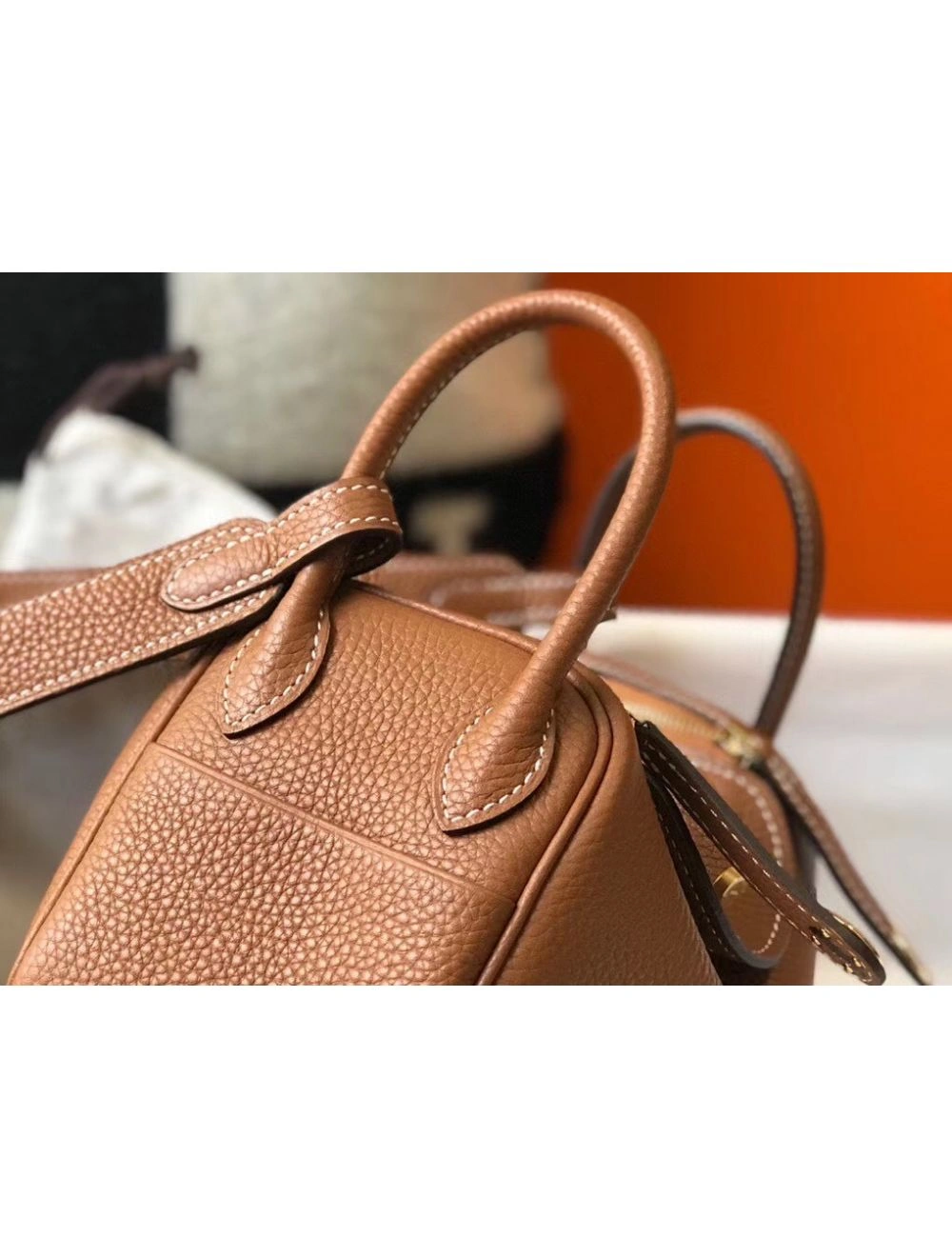 Hermes Lindy Mini Bag In Gold Clemence Leather GHW