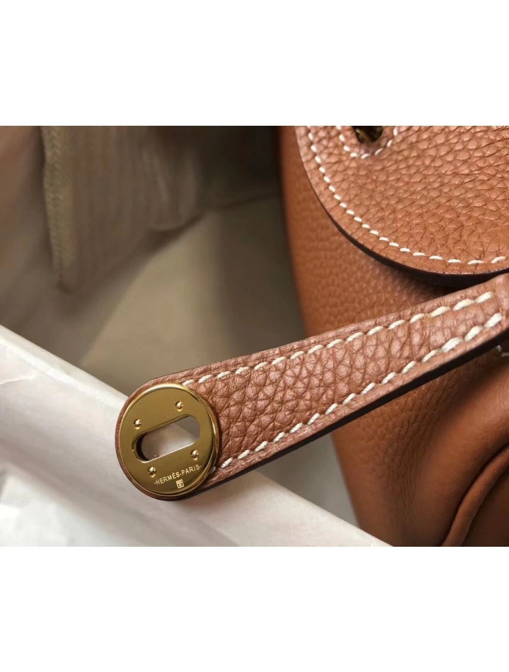 Hermes Lindy Mini Bag In Gold Clemence Leather GHW