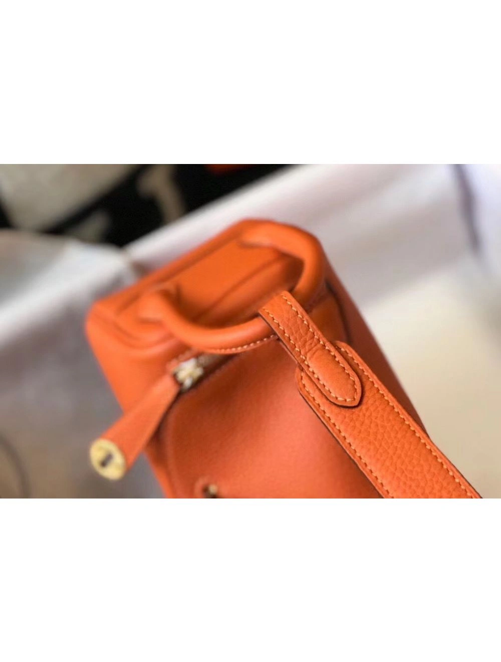 Hermes Lindy Mini Bag In Orange Clemence Leather GHW