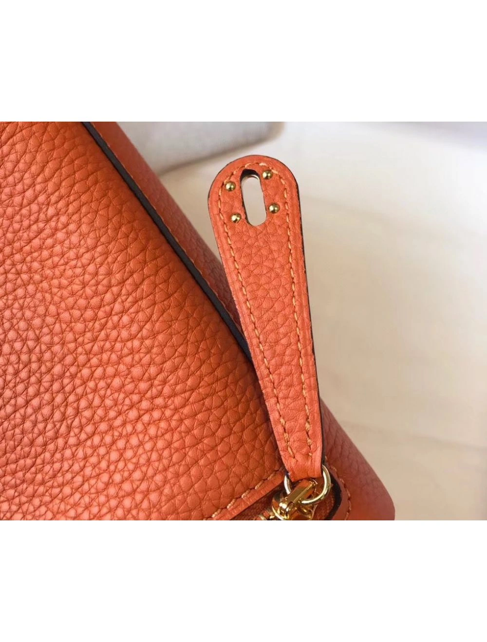 Hermes Lindy Mini Bag In Orange Clemence Leather GHW