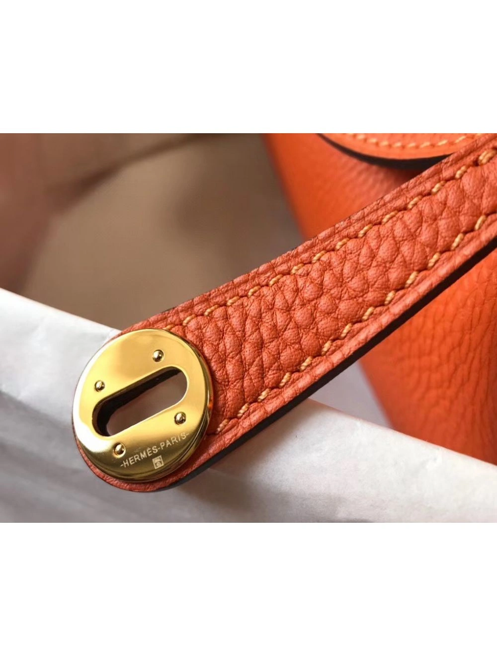 Hermes Lindy Mini Bag In Orange Clemence Leather GHW