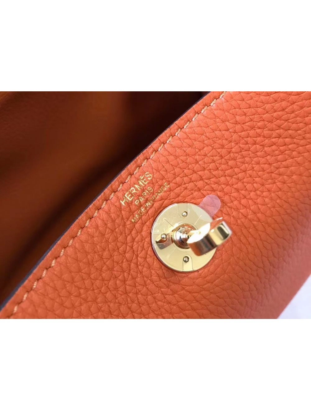 Hermes Lindy Mini Bag In Orange Clemence Leather GHW