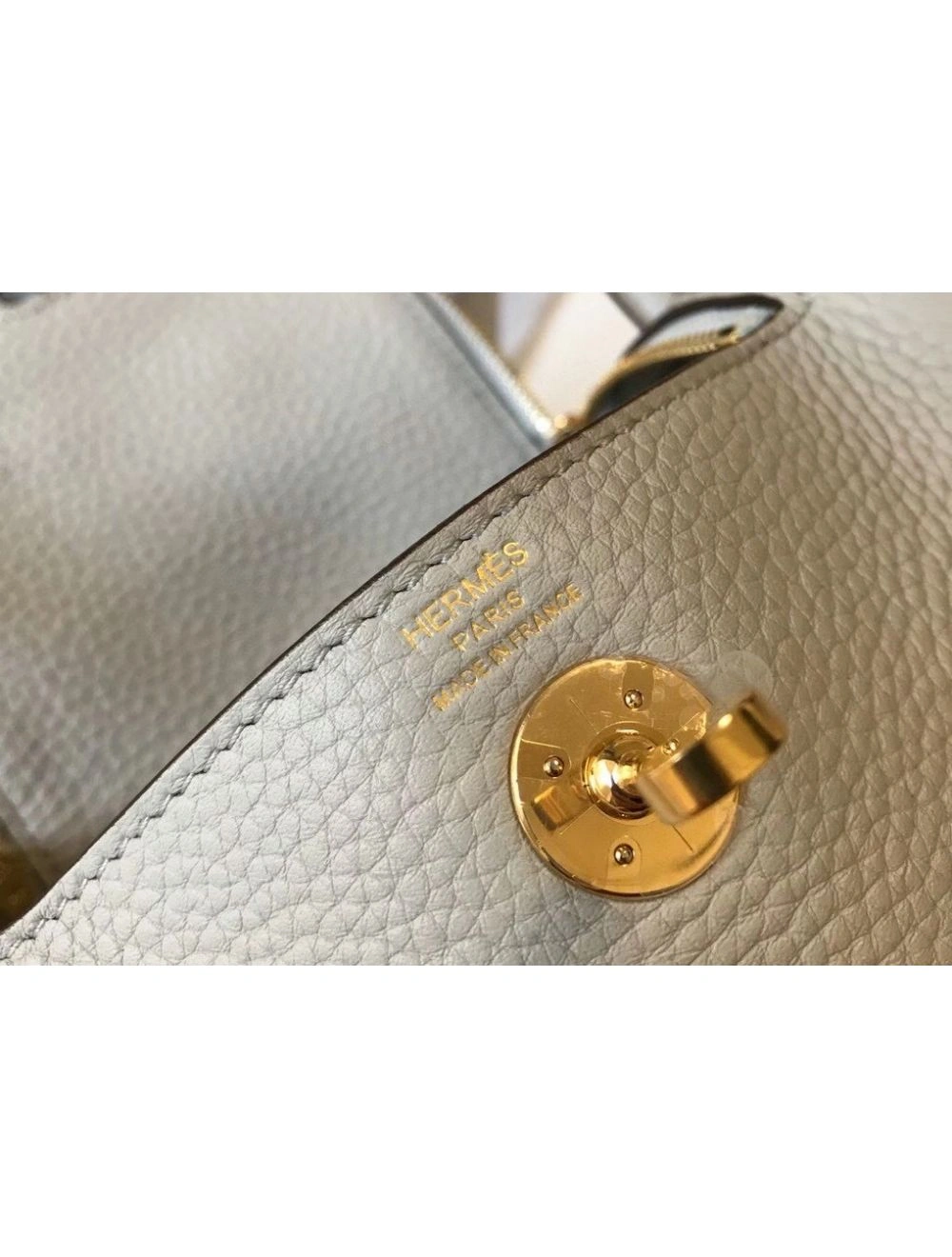 Hermes Lindy Mini Bag In Pearl Grey Clemence Leather GHW