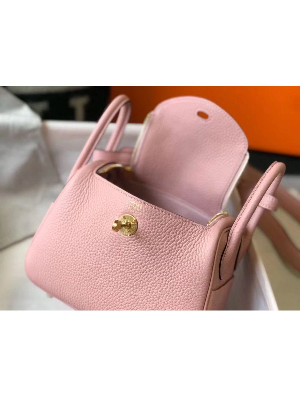Hermes Lindy Mini Bag In Pink Clemence Leather GHW