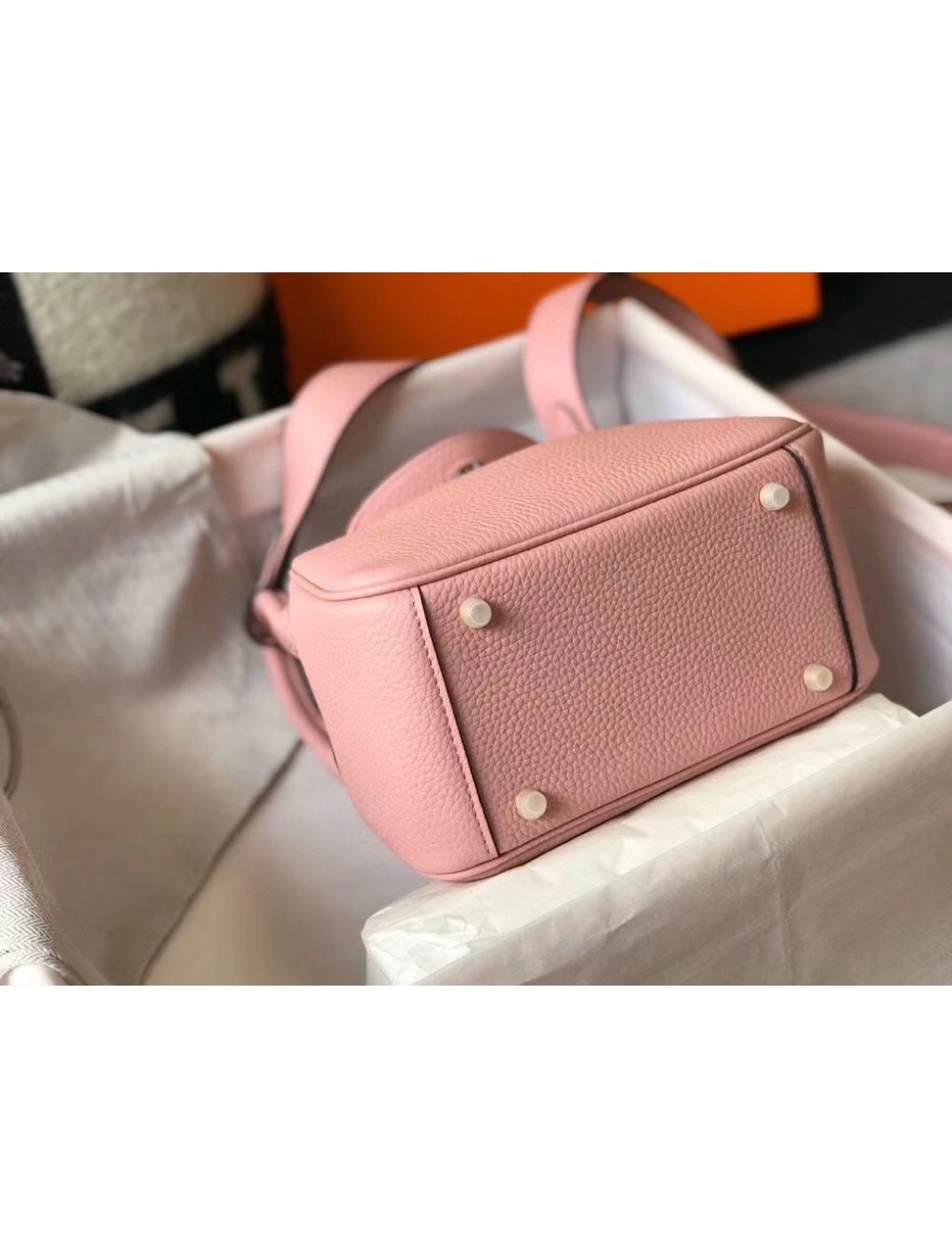 Hermes Lindy Mini Bag In Pink Clemence Leather GHW