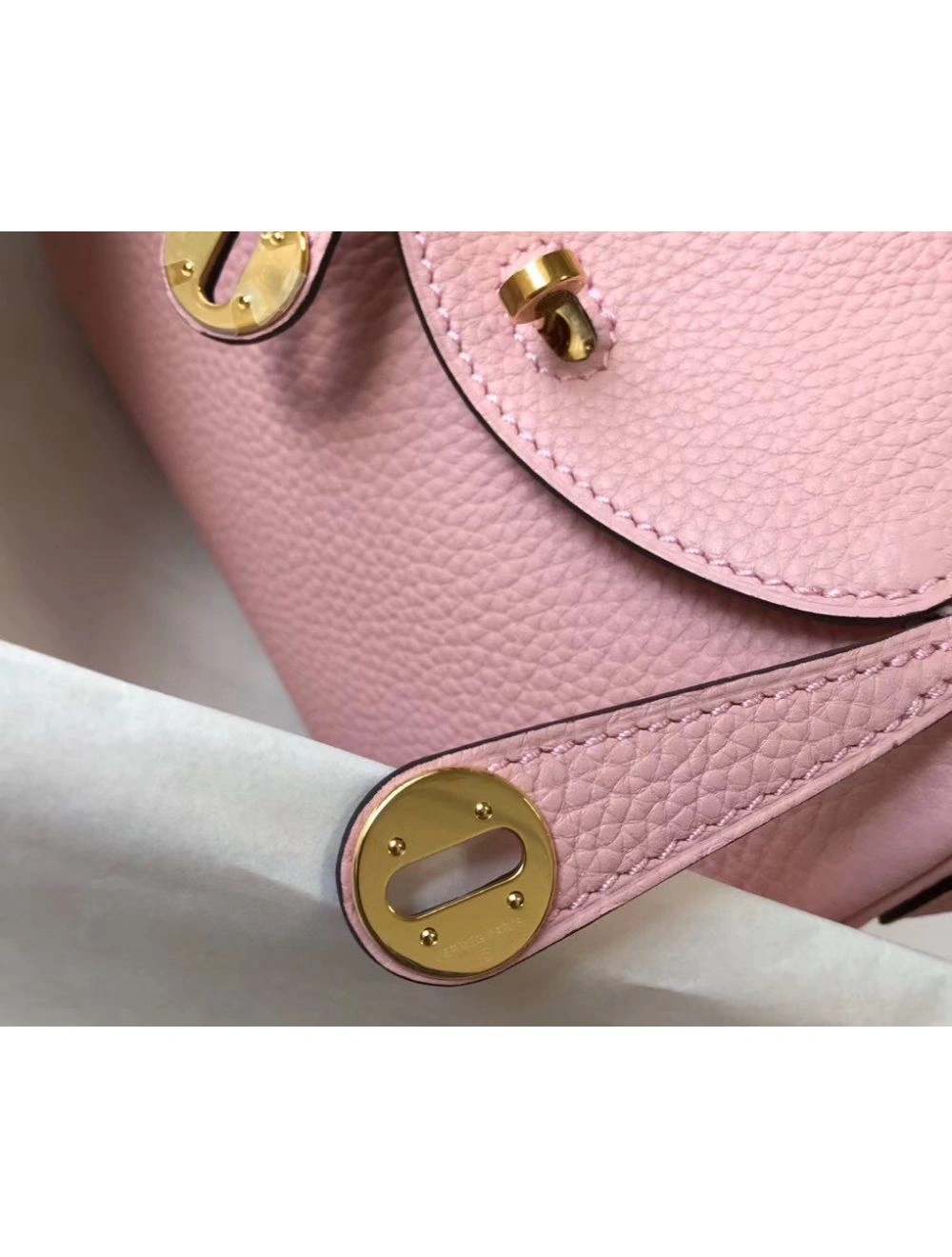 Hermes Lindy Mini Bag In Pink Clemence Leather GHW