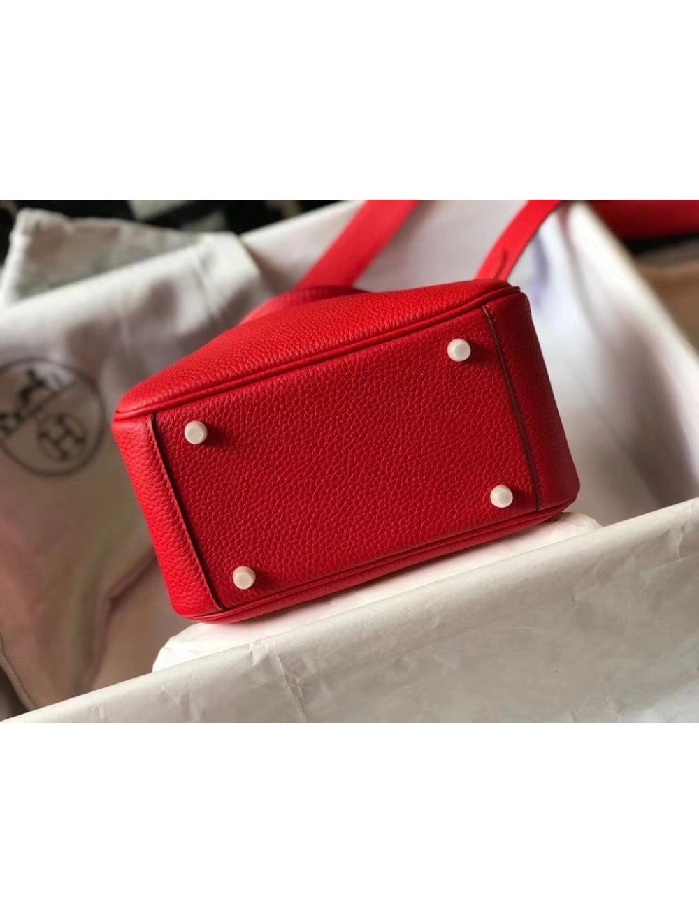 Hermes Lindy Mini Bag In Red Clemence Leather GHW