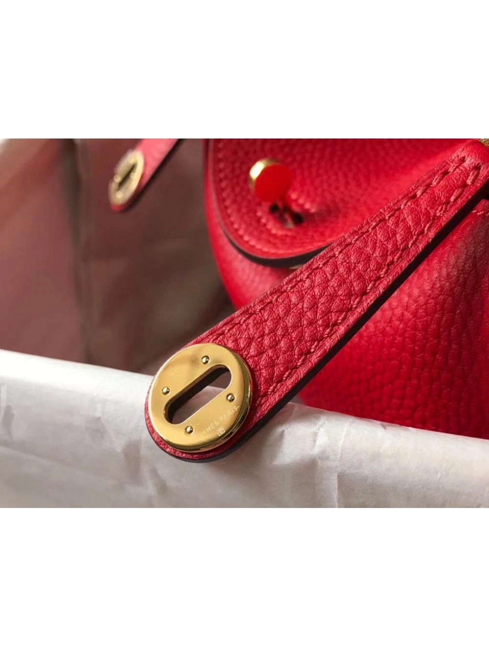 Hermes Lindy Mini Bag In Red Clemence Leather GHW