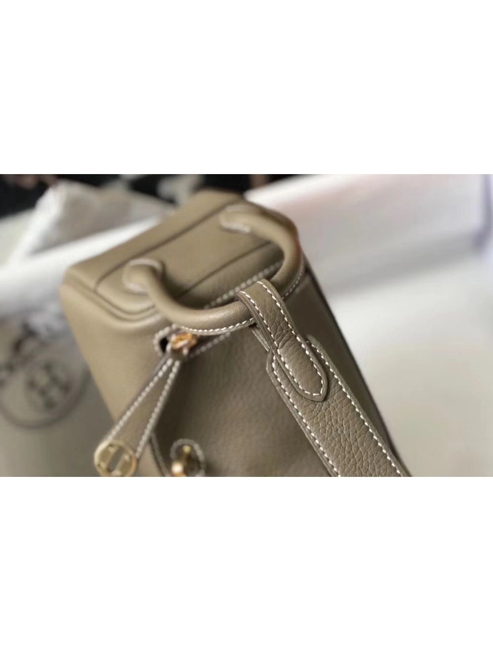 Hermes Lindy Mini Bag In Taupe Clemence Leather GHW