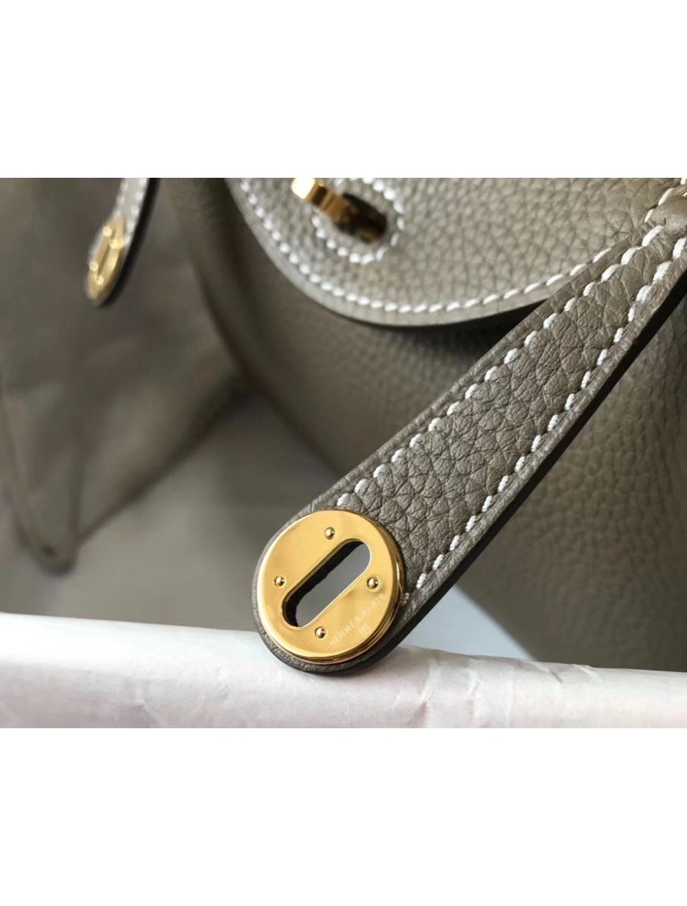 Hermes Lindy Mini Bag In Taupe Clemence Leather GHW