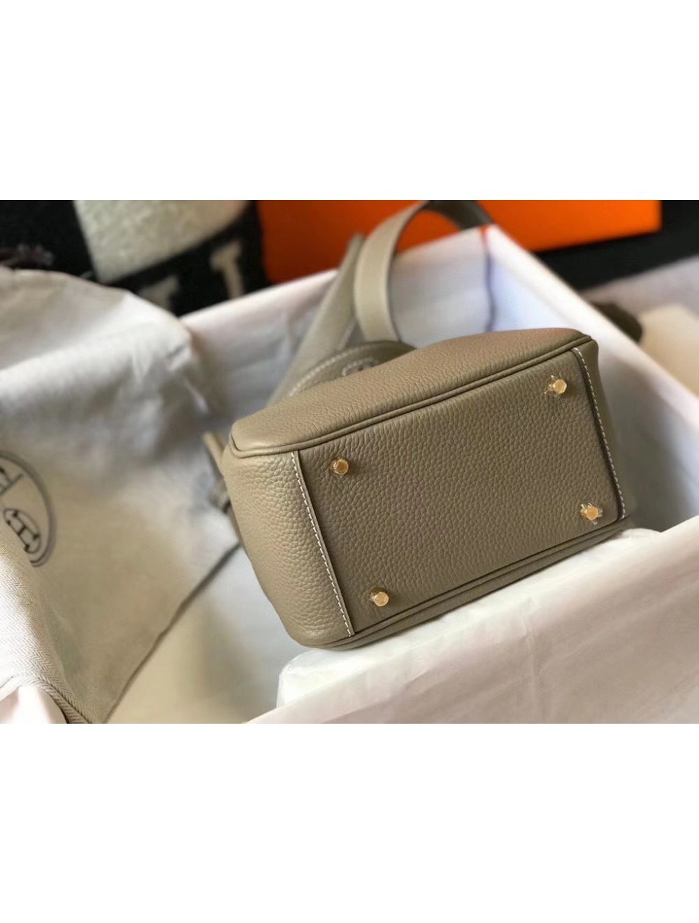 Hermes Lindy Mini Bag In Tourterelle Clemence Leather GHW