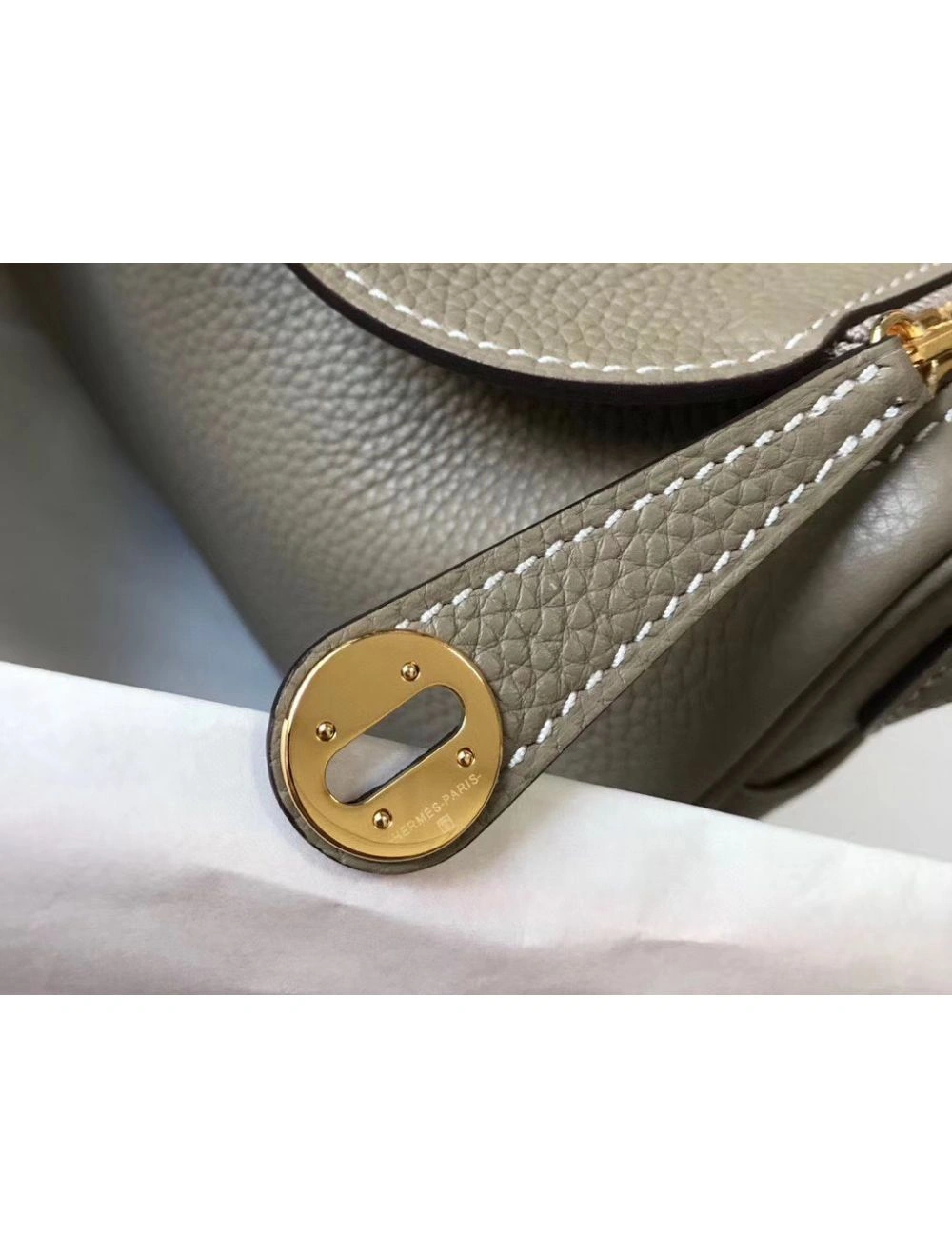 Hermes Lindy Mini Bag In Tourterelle Clemence Leather GHW