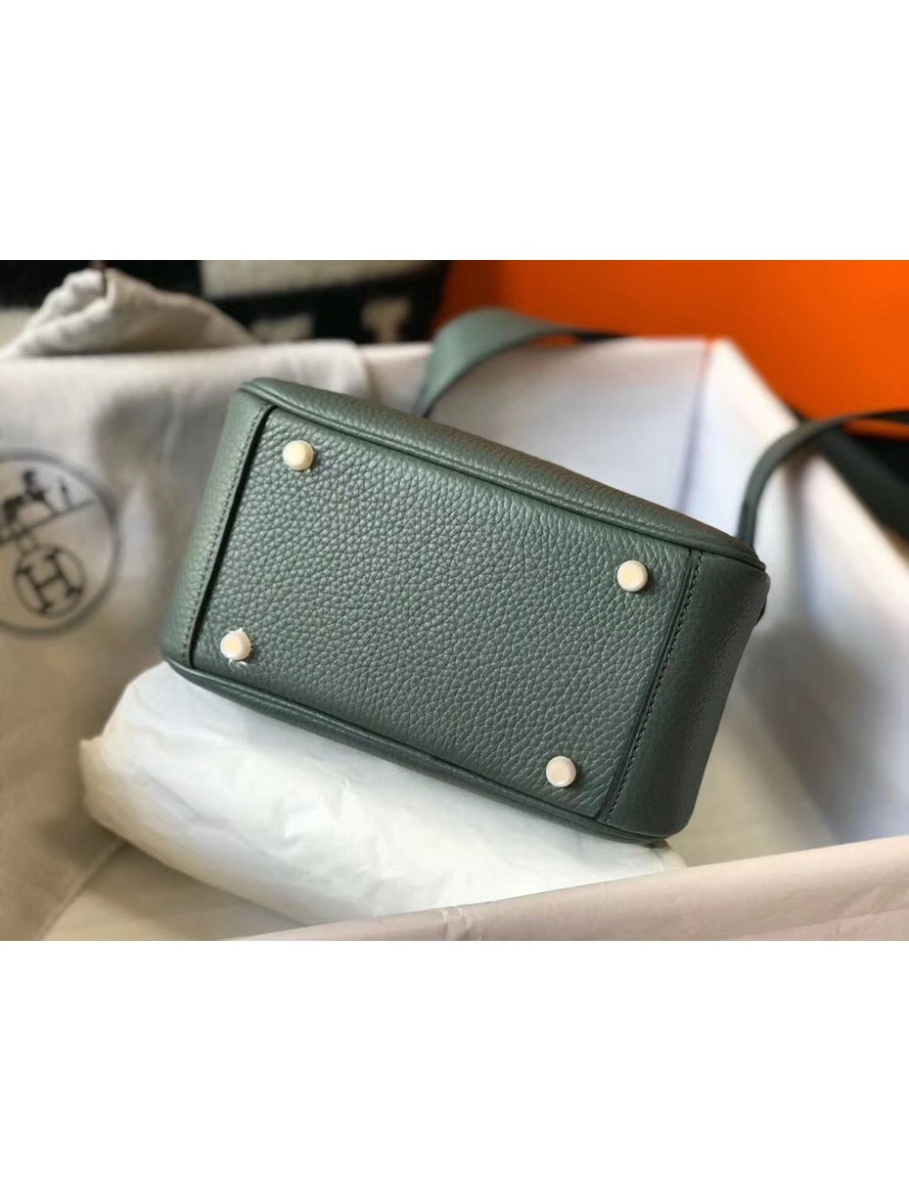 Hermes Lindy Mini Bag In Vert Amande Clemence Leather GHW