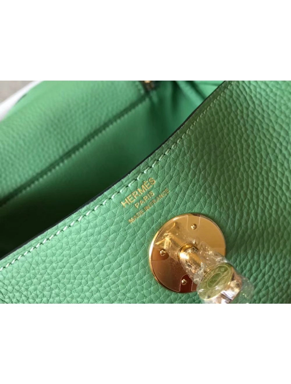Hermes Lindy Mini Bag In Vert Criquet Clemence Leather GHW