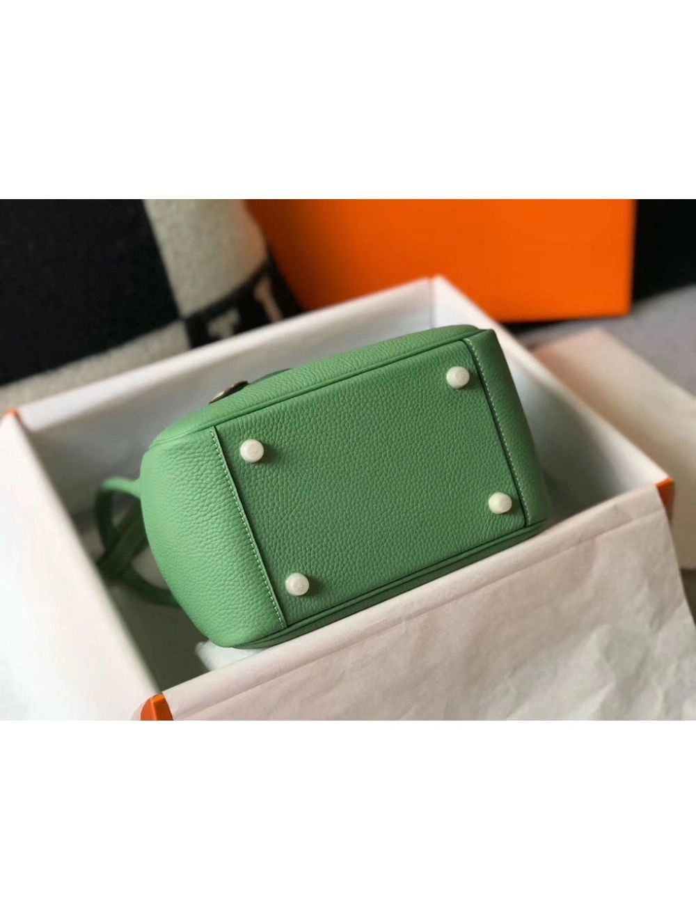 Hermes Lindy Mini Bag In Vert Criquet Clemence Leather GHW