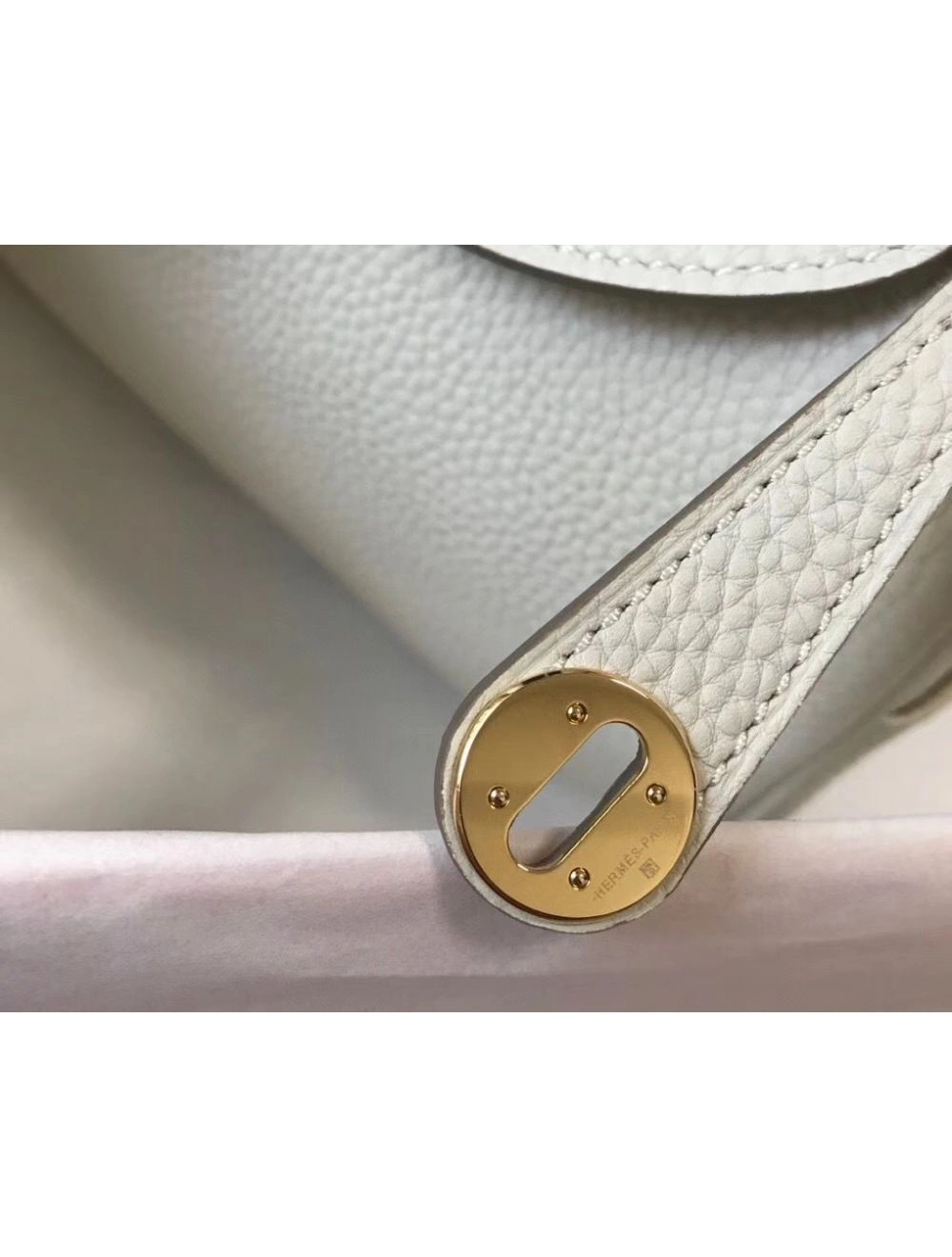 Hermes Lindy Mini Bag In White Clemence Leather GHW