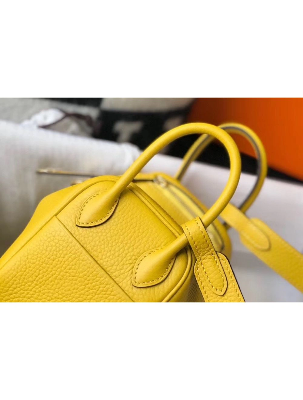 Hermes Lindy Mini Bag In Yellow Clemence Leather GHW