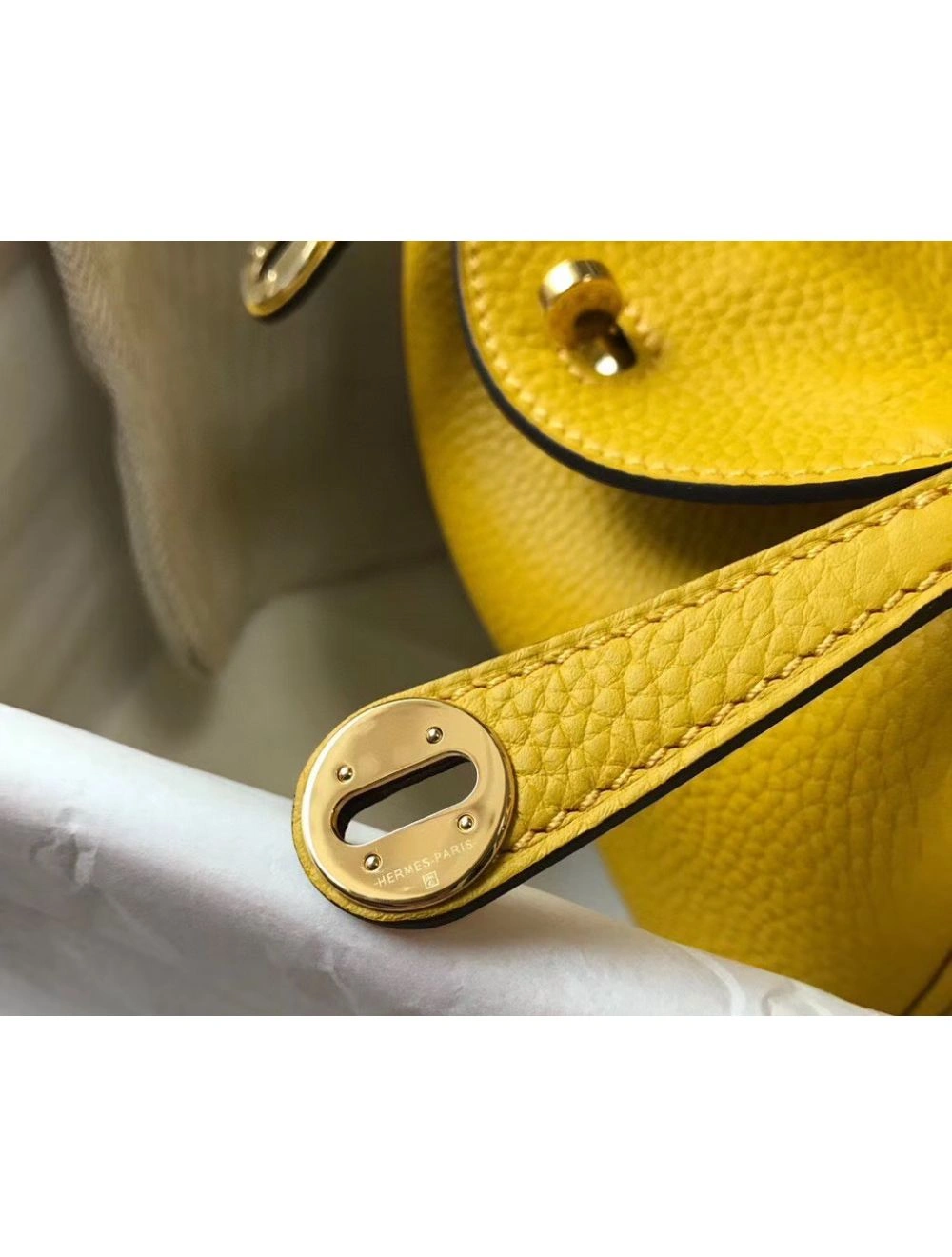 Hermes Lindy Mini Bag In Yellow Clemence Leather GHW