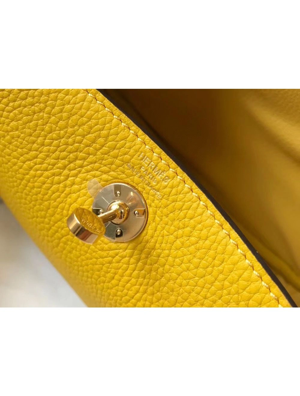 Hermes Lindy Mini Bag In Yellow Clemence Leather GHW