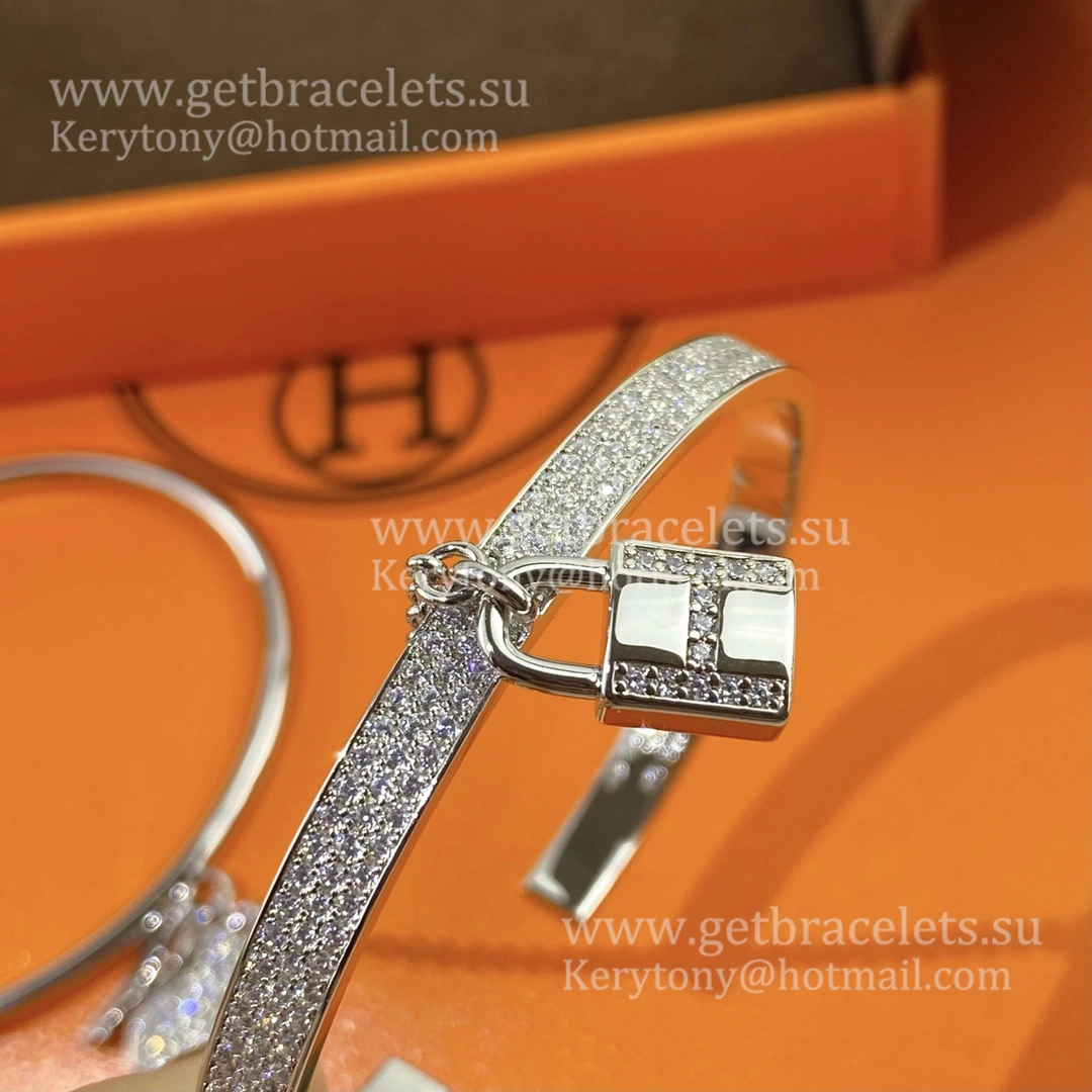 Hermes Lock and Key Bracelet With Diamonds Rose Gold White Gold 2021 Classic