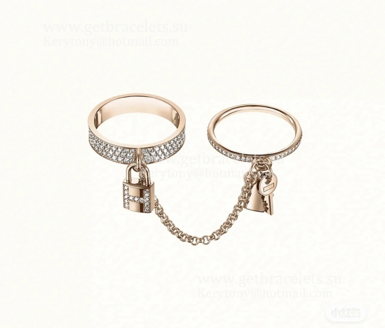 Hermes Lock and Key Ring With Rose Gold White Gold Party Style Lady Jewelry