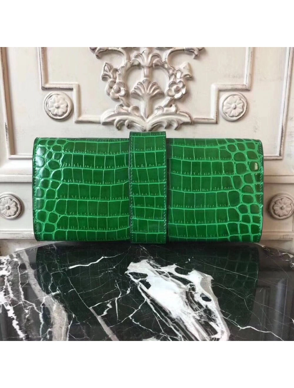Hermes Medor Clutch Bag In Bamboo Crocodile Leather