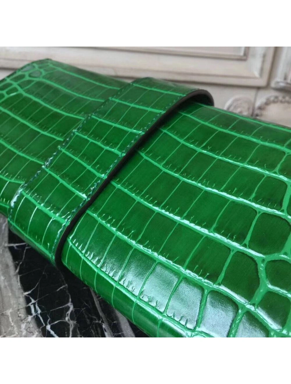 Hermes Medor Clutch Bag In Bamboo Crocodile Leather