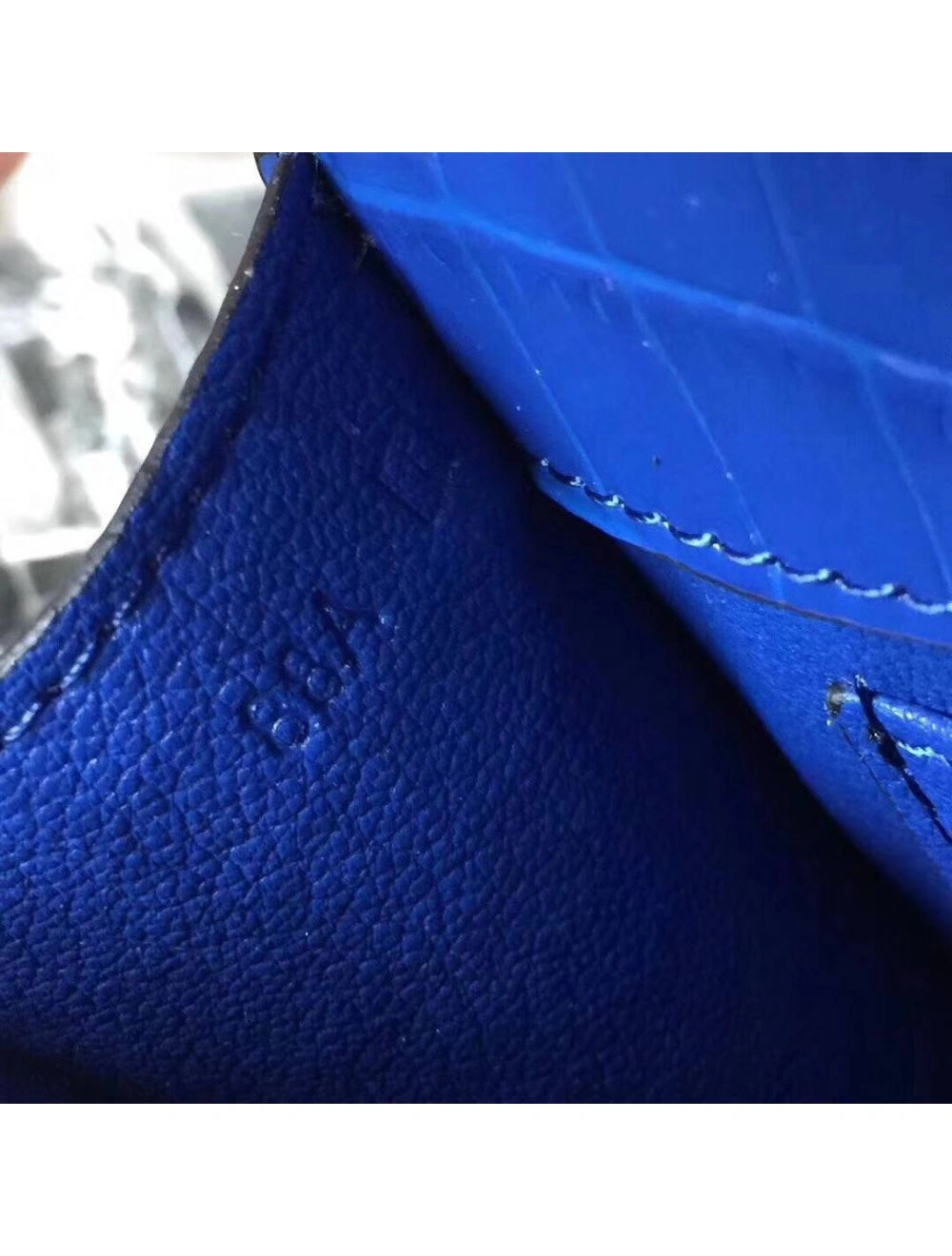 Hermes Medor Clutch Bag In Blue Crocodile Leather