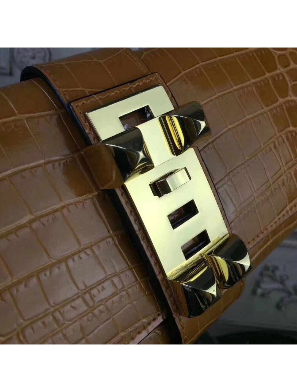 Hermes Medor Clutch Bag In Camarel Crocodile Leather